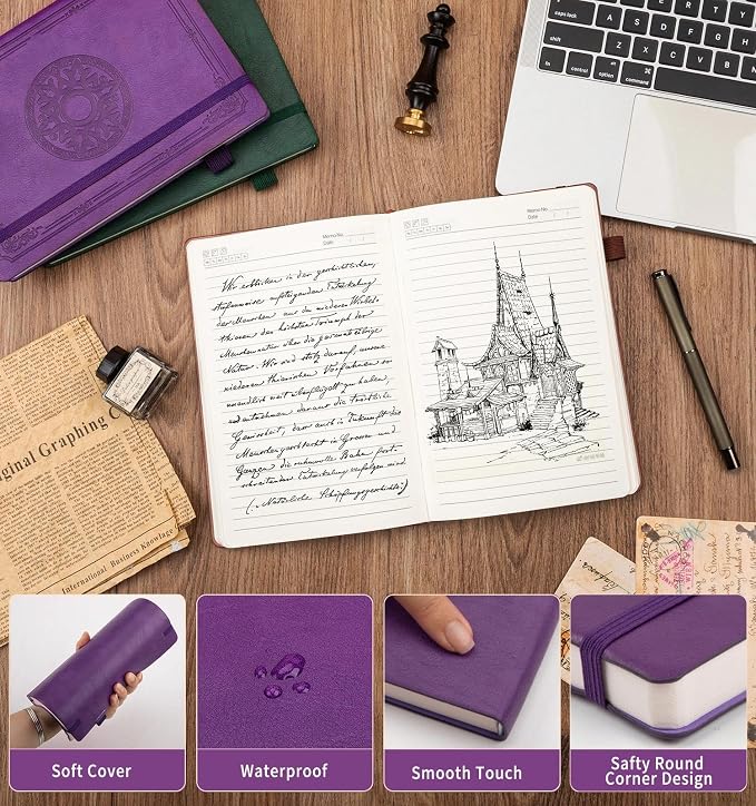Lined Journal Notebook, A5 Leather Vintage Journals - Image 4
