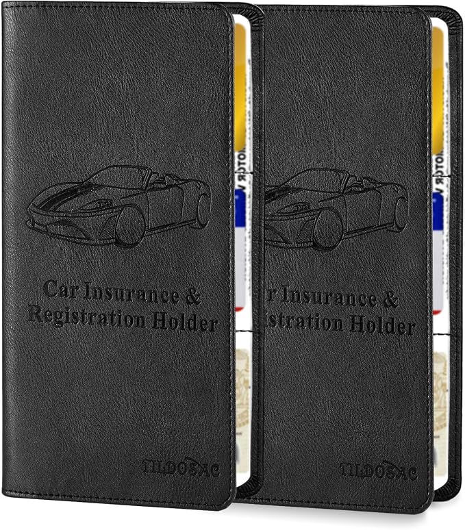 TILDOSAC 2Pack Leather Car Registration and Insurance Card Holder, Car Document by TILDOSAC