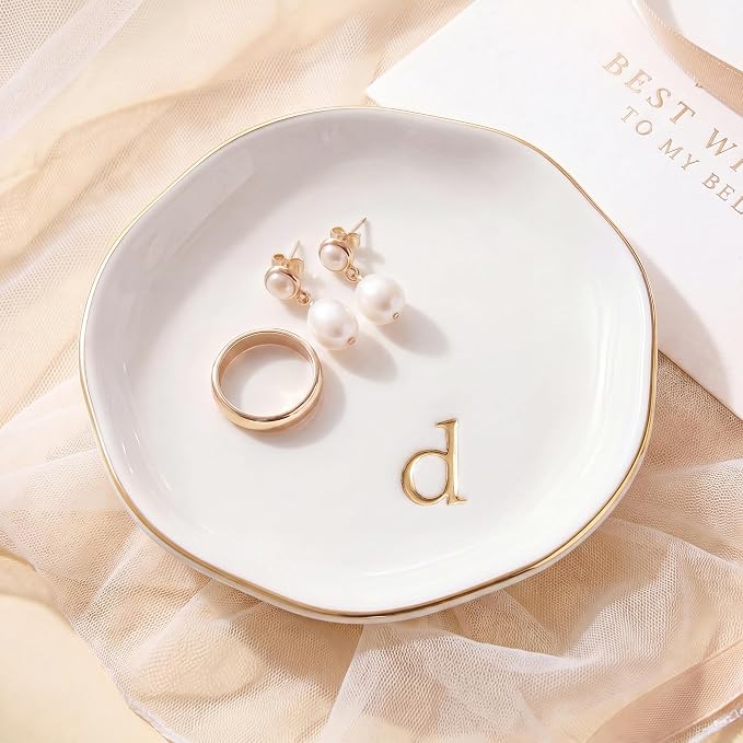 Ceramic Jewelry Tray, Personalized Initial Jewelry Dish by GIVITASOT