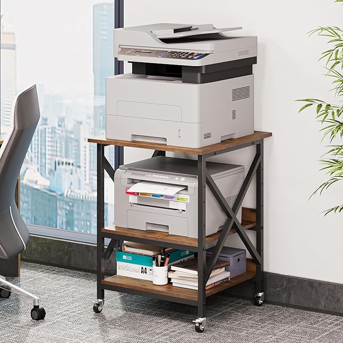 VENNQD 23.6 x 23.6 x 30.3 Inches Printer Stand, Large Printer Table - Image 2