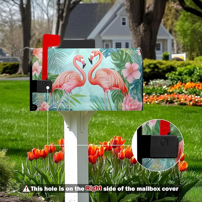 Summer Flamingos Mailbox Covers Magnetic Tropical Palm Mailbox Cover Standard - Image 5