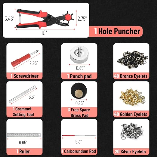 UNCO- Leather Hole Punch Tool Set, Belt Hole Puncher - Image 2