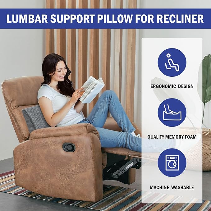 HOMBYS Lumbar Support Pillow for Recliner Chair, Memory Foam Back Support - Image 2