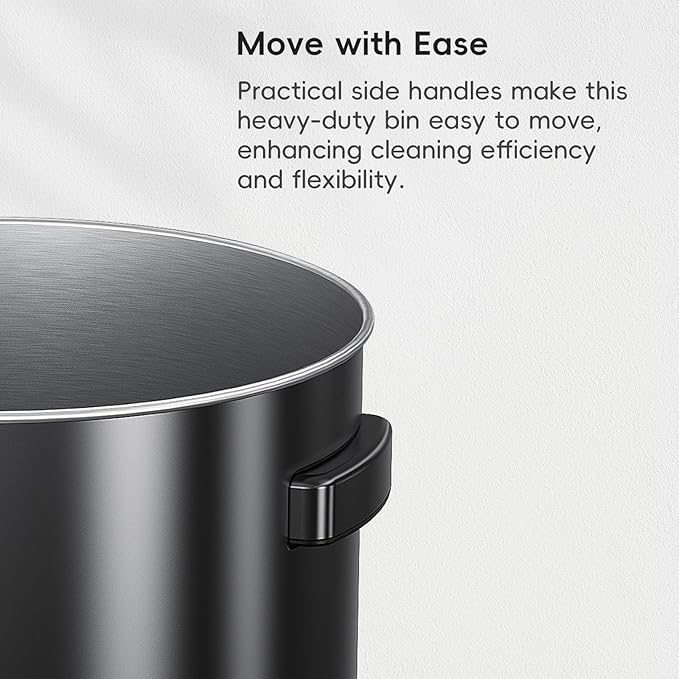 EKO Urban 32 Gallon Round Black Stainless Steel Open Top Waste Bin, Tall Commercial Trash Can for Indoor/Outdoor, Extra Large Metal Garbage Bin for Office, Restaurant, Restroom,120L-DeskLoop Office