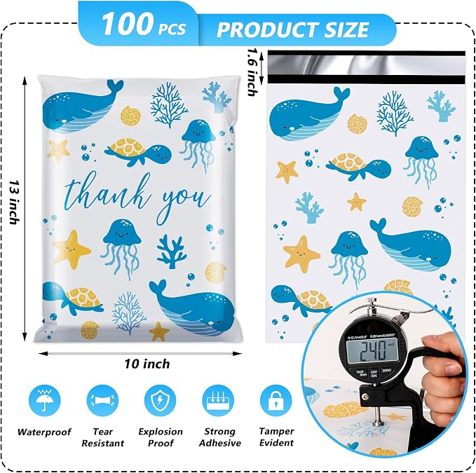 Thank You Poly Mailer 10x13 Inch 100 Pcs, Waterproof and Tear-Resistant - Image 2