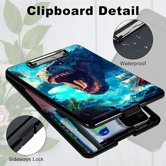 Ocean Dragon A4 Clipboard with Storage Pen Holder, Clipboards Organizer Nursing - Image 3