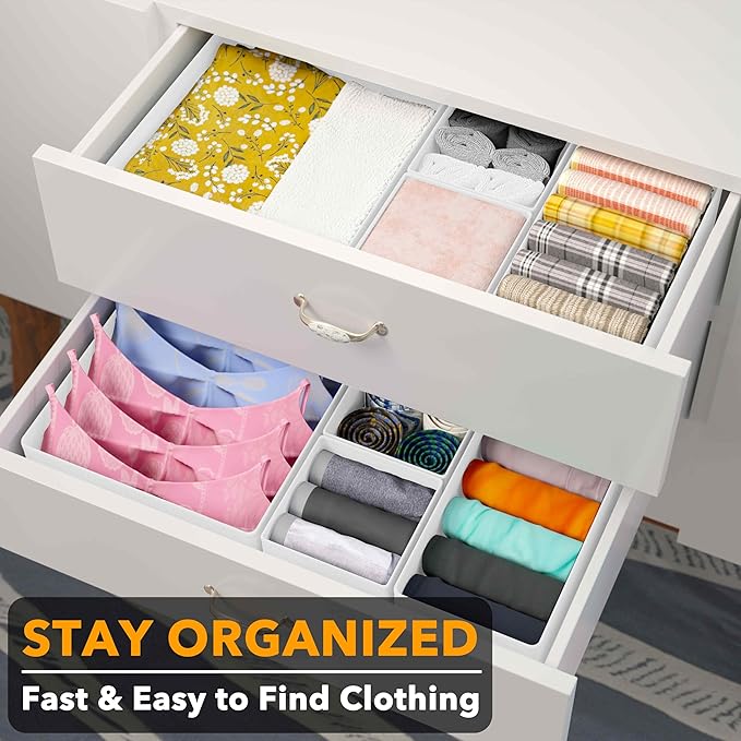 SpaceAid Drawer Organizer Clothes, 12 Pack Dresser Organizer Bins - Image 3
