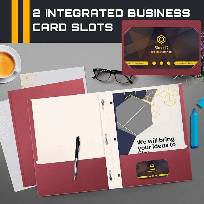 Better Office Products Burgundy Paper 2 Pocket Folders - Image 4