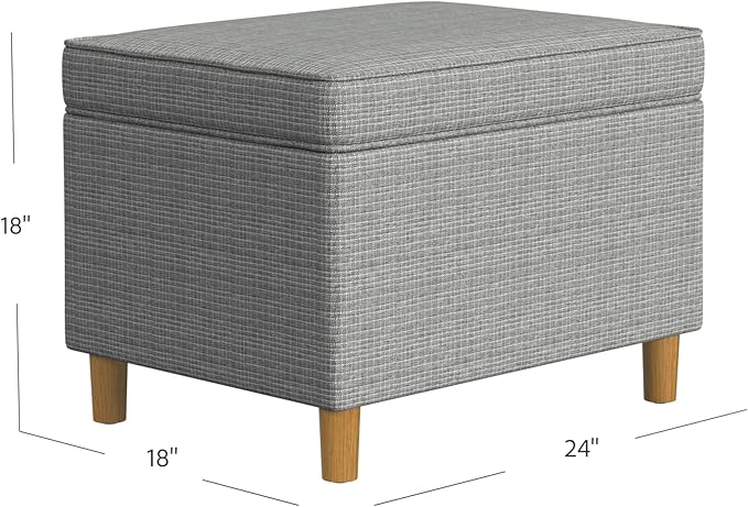 Home Decor | Dinah Collection Modern Storage Ottoman | Ottoman with Storage for Living Room & Bedroom(Sage Mini Grid Pattern)-DeskLoop Office