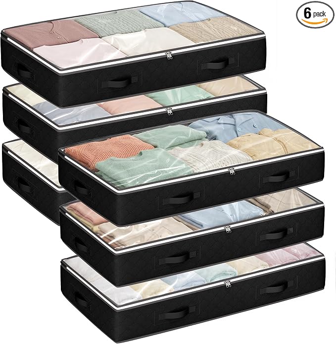 6 Pack Under Bed Storage Containers Organizer, Large Capacity Underbed Clothes by BuddingJoy-BuildaJoyfulLifeforYou
