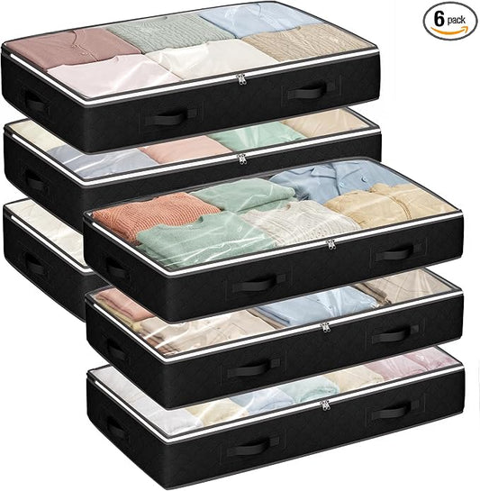 6 Pack Under Bed Storage Containers Organizer, Large Capacity Underbed Clothes by BuddingJoy-BuildaJoyfulLifeforYou