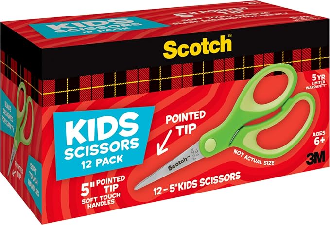Scotch 5" Soft Touch Pointed Tip Kids Scissors, All-Purpose Scissors - Image 6
