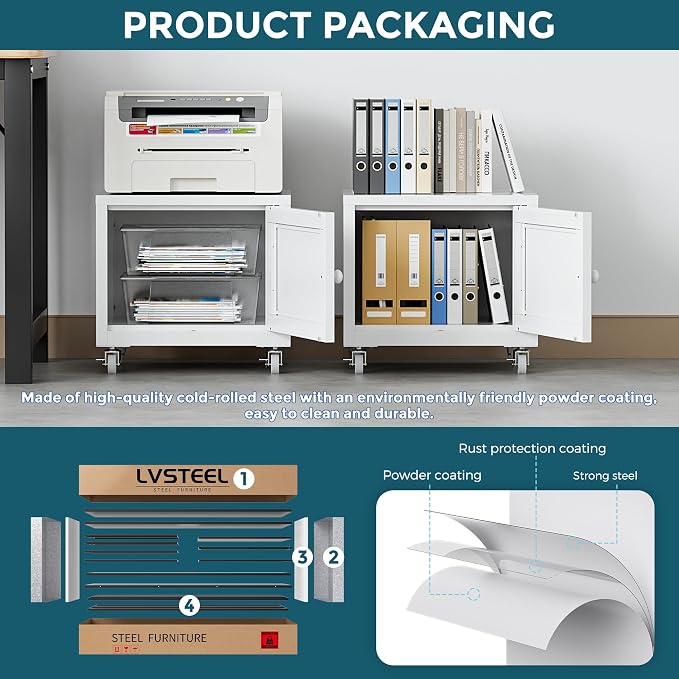 Small Printer Stand with Storage, Home Office Printer Table - Image 6