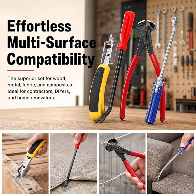 Hiceeden 4 Pcs Carpet Staple Remover Tools, Heavy Duty Staple Puller - Image 9