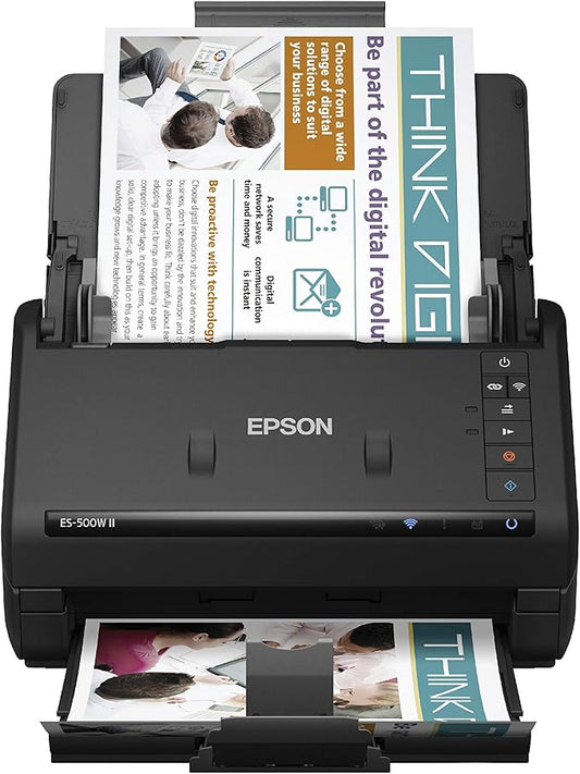 Epson Workforce ES-500W II Wireless Color Duplex Desktop Document Scanner for PC and Mac, with Auto Document Feeder (ADF) and Scan from Smartphone or Tablet (Renewed)-DeskLoop Office