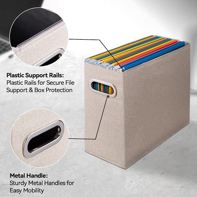 8 Pack Letter Size File Storage Box Collapsible，Fabric Hanging File Folders - Image 4