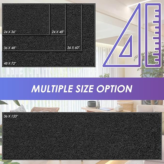 Kuyal Door Mat, 3'x4' Indoor Outdoor Entrance Mat to Trap Dirt and Moisture, Non Slip Waterproof Outdoor Mats, Commercial Floor Inside Outside Entrance, Heavy Duty Durable Welcome Mats, Black-DeskLoop Office
