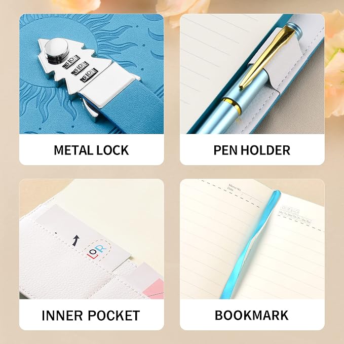 ZXHQ Journal with Lock with Pen, A5 224 Pages Lock Diary, Colorful Edge - Image 5