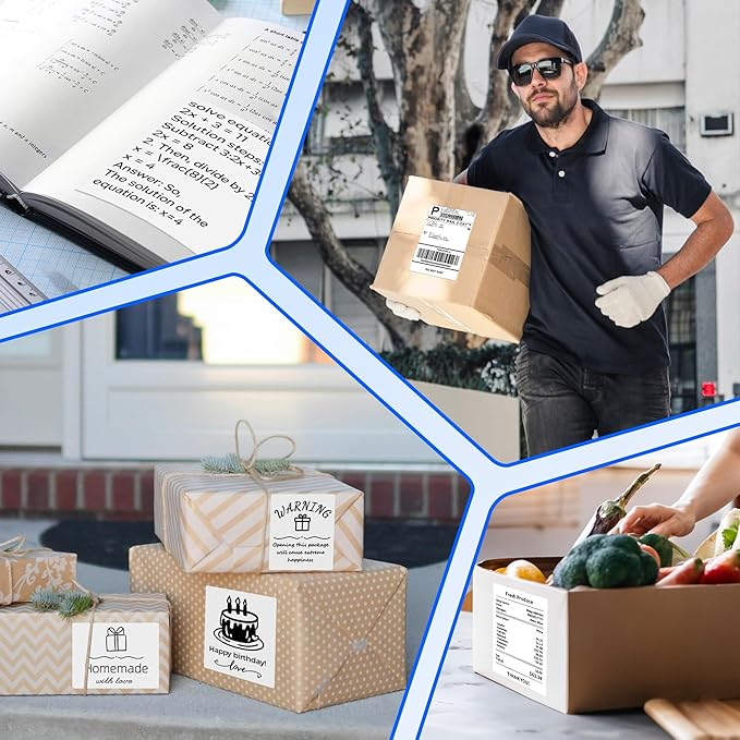 55 Pcs 4'' x 6'' Shipping Thermal Labels for Address, Barcodes, Small Business Labeling, Warehouse, Inventory - Thermal Label Compatible with Phomemo 241 BT, M421-DeskLoop Office