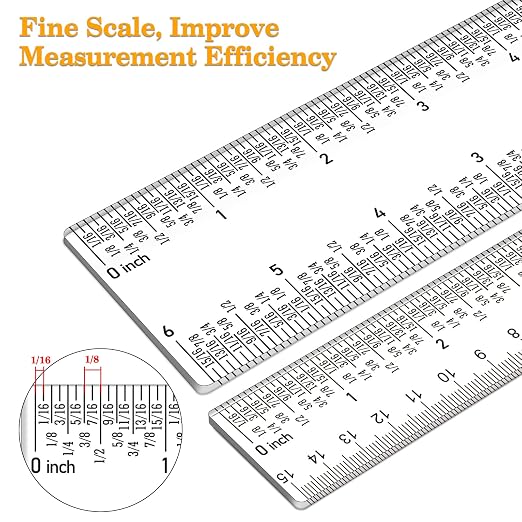 2 PCS 6"/12" Clear Acrylic Ruler Zero-Centering Ruler - Image 2