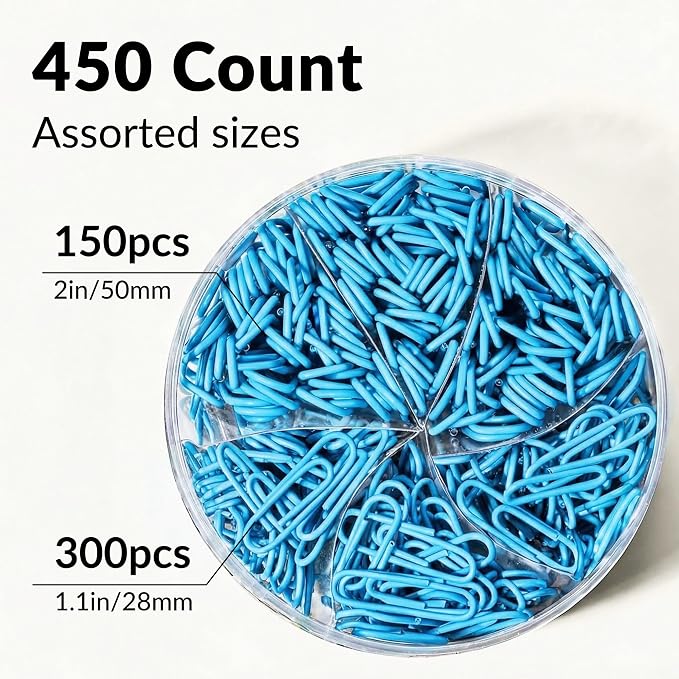 NEEWAY 450pcs Paper Clips Assorted Sizes, Small and Large Paper Clips, Coated - Image 3