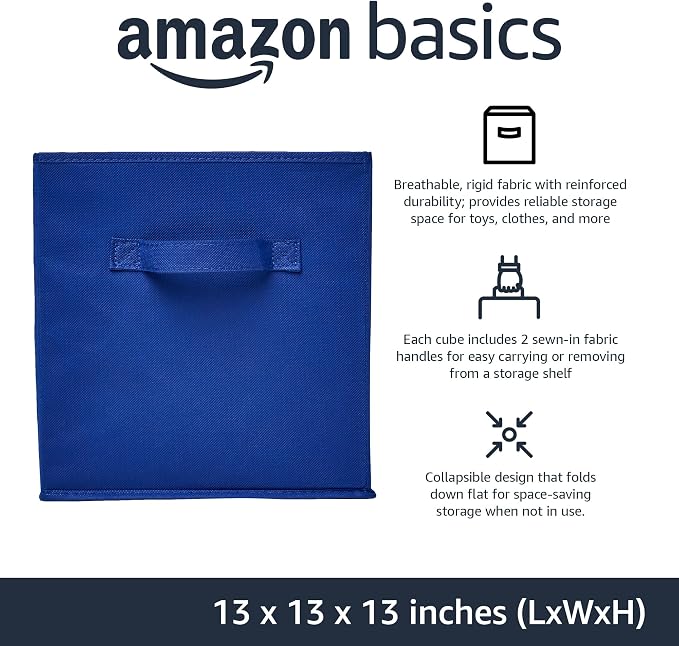 Amazon Basics Collapsible Fabric Storage Bins, Cube Organizer - Image 2