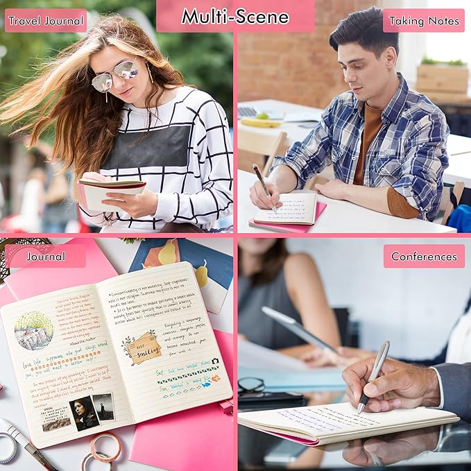 8 Pack Soft Cover Journal Bulk, Feela Notebooks College Ruled for Work, Lined Travel Journal for Women Men, Note Taking Notebook School Supplies Business Writing, 8.2” x 5.5”, A5, Berry-DeskLoop Office