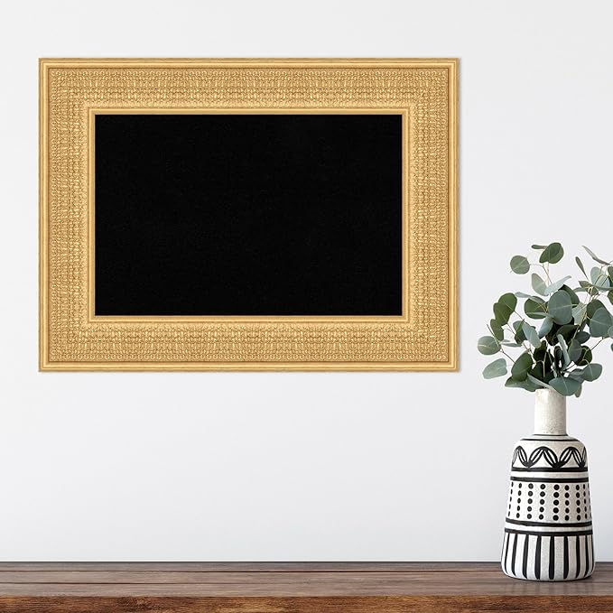 Amanti Art Black Cork Board for Wall, 18x24 Vision Board with Gold Wood Frame, Small Corkboard Office Decor for Home Organization, Traditional Corkboard Pinboard to Display Items for Home-DeskLoop Office