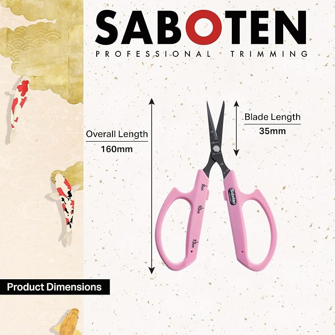 Saboten Fluorine Coated Straight Blade Trimming Scissors Pink PT-1 160mm - Image 2
