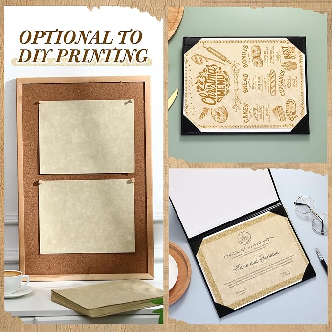 Epakh 200 Pcs Old Age Parchment Paper 8.5 x 11 Inch Standard Letter Vintage Colored Old Parchment Semblance Double Side Printing Paper (Fragrant Wood)-DeskLoop Office