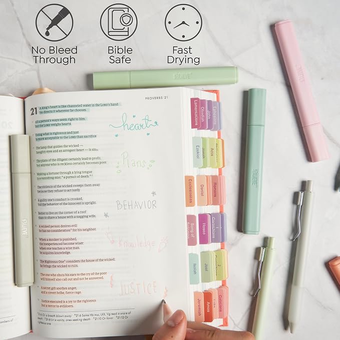 BLIEVE Bible Highlighters And Pens No Bleed, Chisel Tip & Rollerball Pens - Image 3