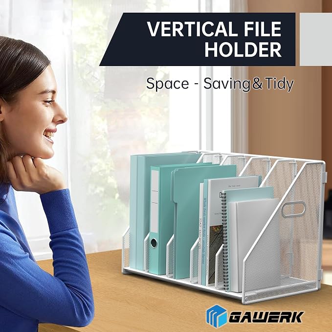 MINDEPOT Desk File Organizer Metal Desk Magazine Folder Holder - Image 4