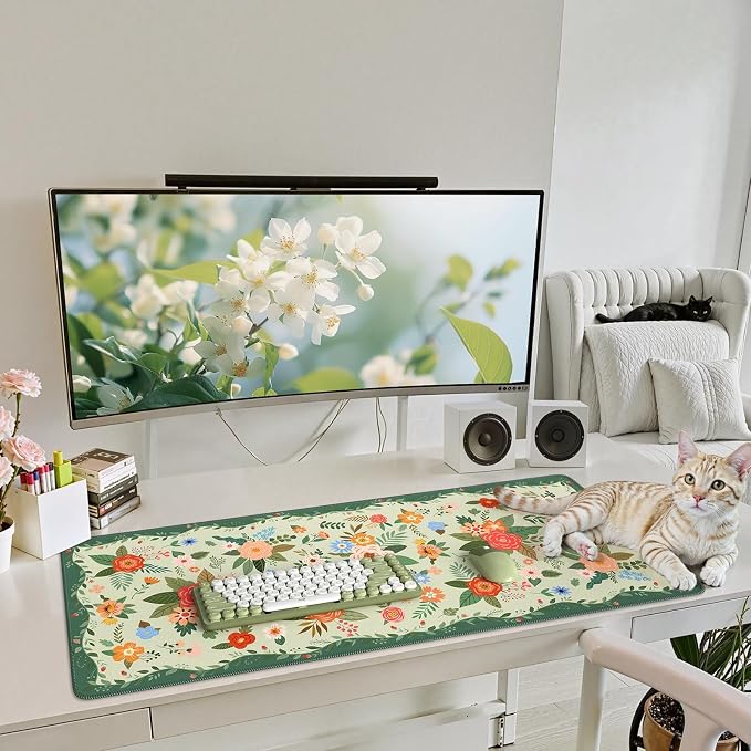 iCasso Floral Desk Mat for Keyboard and Mouse, Cute Gaming Mouse Pad XXL - Image 7