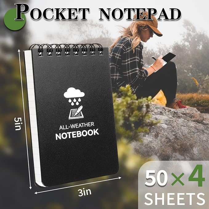 COIDEA Waterproof Notebook, 4 Pack Top-Spiral Pocket Notepad, All Weather - Image 3