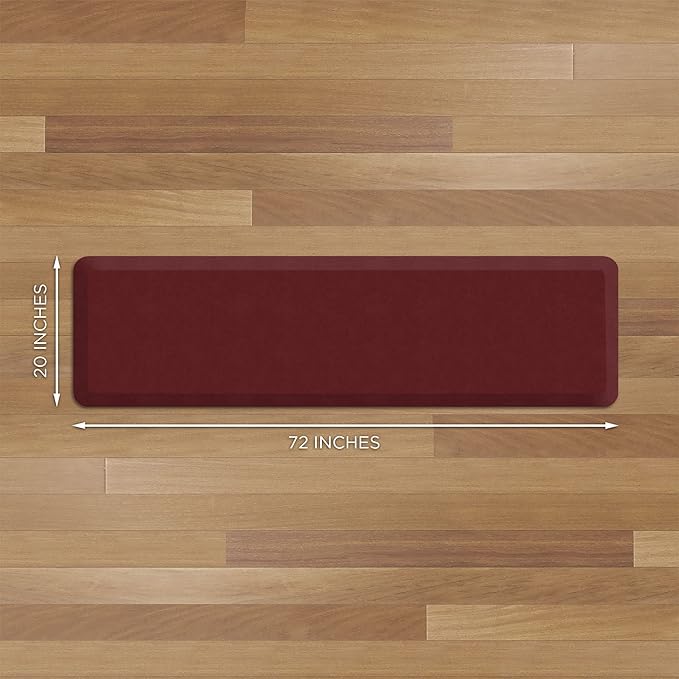 GelPro Anti Fatigue Nonslip Mat: Hard Floor Utility Mats for Garage, Patio and Kitchen - 20" x 72" x .5" - Leather Grain Cranberry-DeskLoop Office