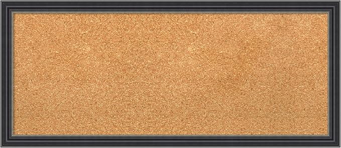 Amanti Art Natural Cork Board for Wall, 14x32 Vision Board with Black Wood Frame, Medium Corkboard Office Decor for Home Organization, Traditional Corkboard Pinboard to display items for home-DeskLoop Office