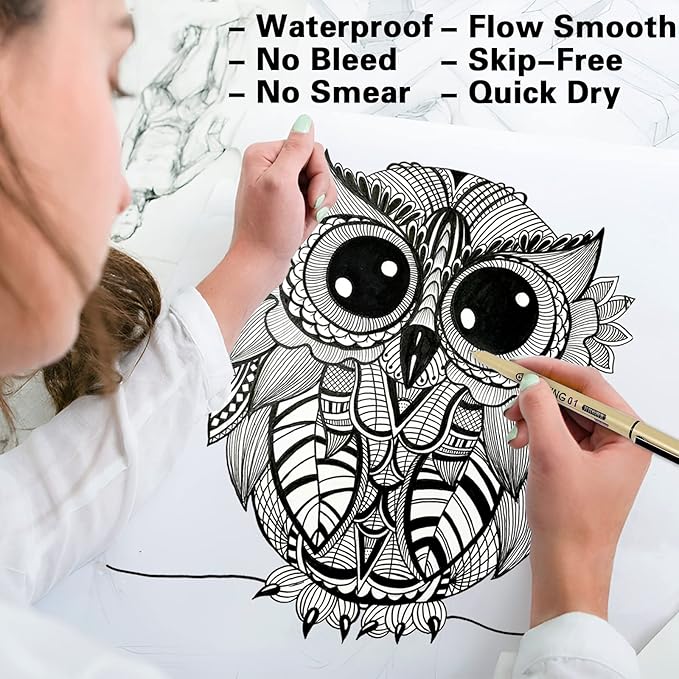 Muchcute Micro Fineliner Drawing Art Pens: 6 Black Fine Line Waterproof Ink Set - Image 4