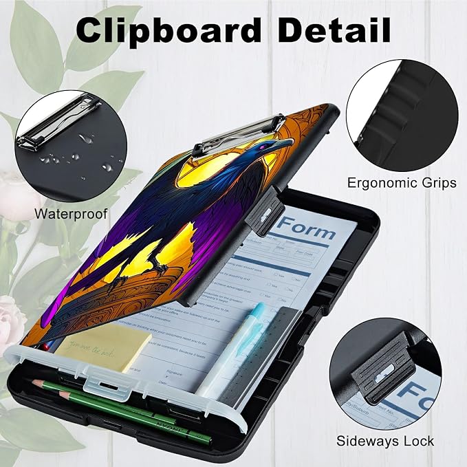 Eagle with Purple Wings A4 Clipboard with Storage Pen Holder, Clipboards - Image 4