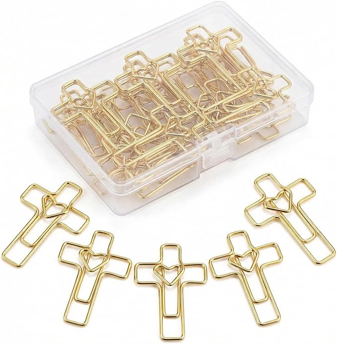 Gold Heart Cross Paper Clips Gold by Unknown