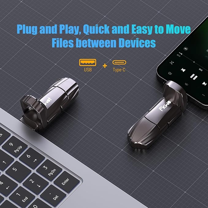 FU388 External Solid State Drive, Up to 1000MB/s for Data Storage,Dual-Port Stick Design with USB-A & Type-C Expansion of Storage for iPhone 15/16 /Android/PC/Mac/Laptop-DeskLoop Office