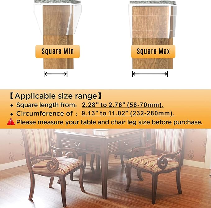 Square Chair Leg Protectors for Hardwood Floors - Image 2