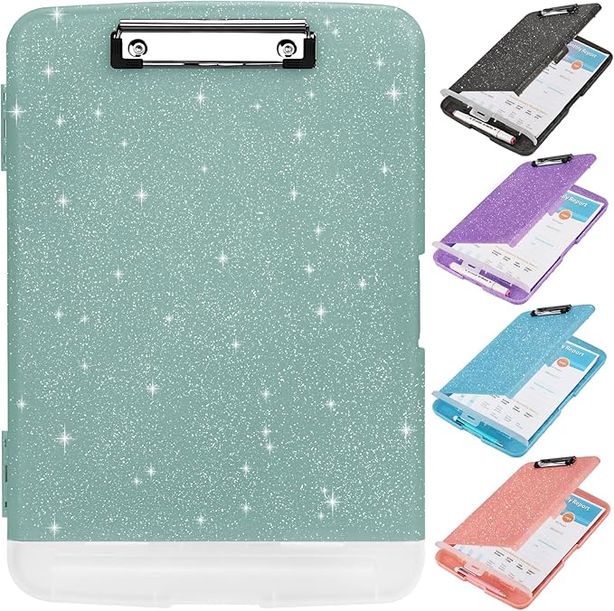 Glitter Clipboard with Storage, Storage Clipboard with Pen Holder, A4 Binder by SFLHHDM
