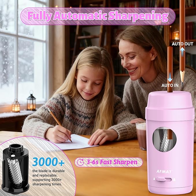 AFMAT Electric Pencil Sharpener, Auto in & Out, Fully Automatic Pencil Sharpener - Image 2