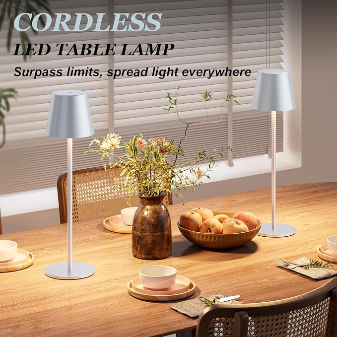 Kakanuo Silver Grey Cordless Lamp Rechargeable - Image 3