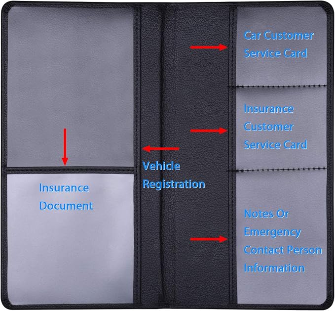 Wisdompro Car Document Holder Organiser, PU Leather Vehicle Insurance and - Image 2