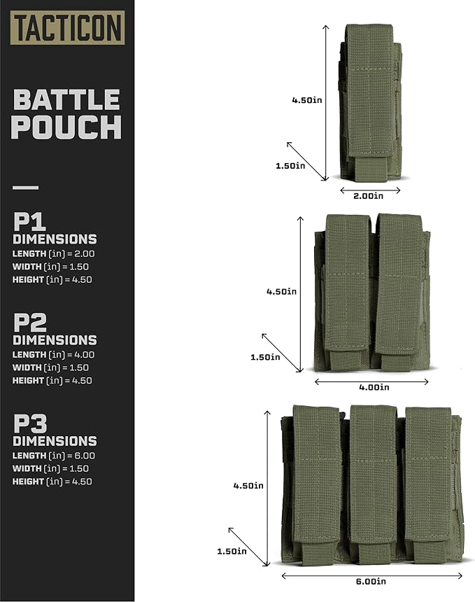 Tacticon P1 P2 P3 BattlePouch | Universal Pistol Mag Pouch | Combat Veteran - Image 5