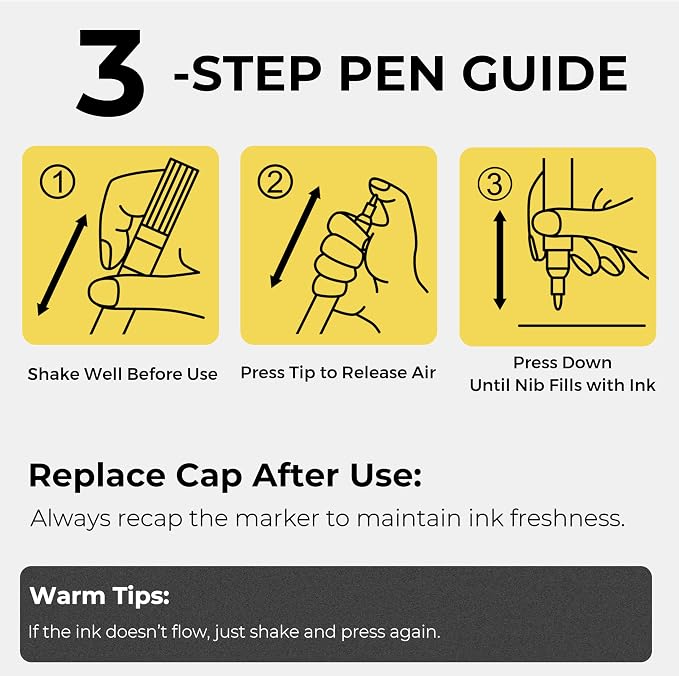 JusArt 3 Pack White Permanent Markers, 0.7mm Fine Point White Acrylic Markers - Image 6