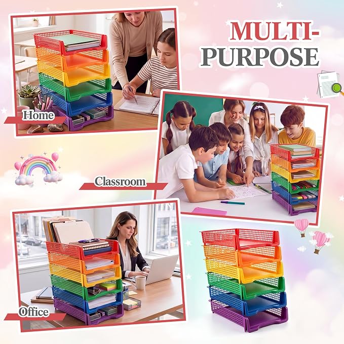 Geetery Set of 6 Turn in Trays Classroom Plastic Trays - Image 5