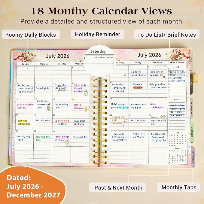Academic Planner 2026-2027, 18 Months Weekly and Monthly Daily Planner from - Image 2