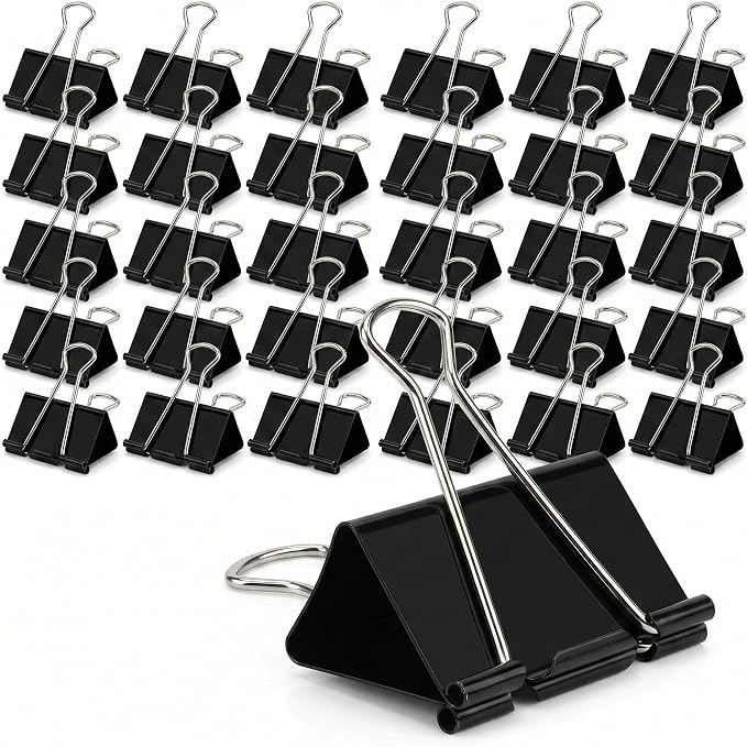60 PCS 3 Inch Extra Large Jumbo Binder Clips – Sturdy Black Metal Paper Clamps by Unknown